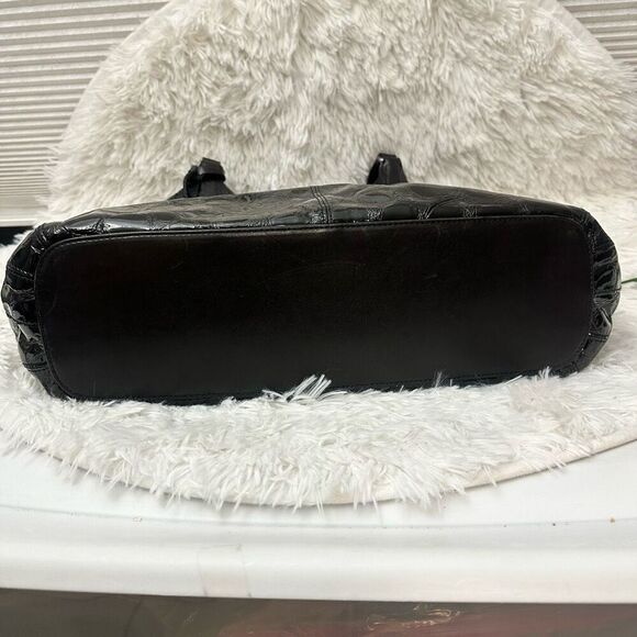 Brighton Black Croc Embossed Patent Leather Large Hobo‎ Shoulder Bag - Picture 5 of 9